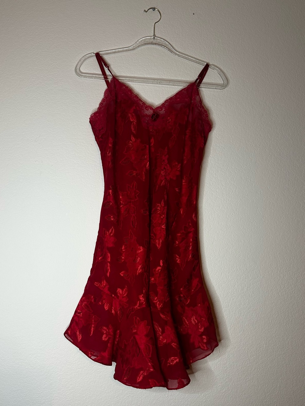 Vintage ✨Y2K ✨Red Lace-Trim Slip Dress - Women's Intimates